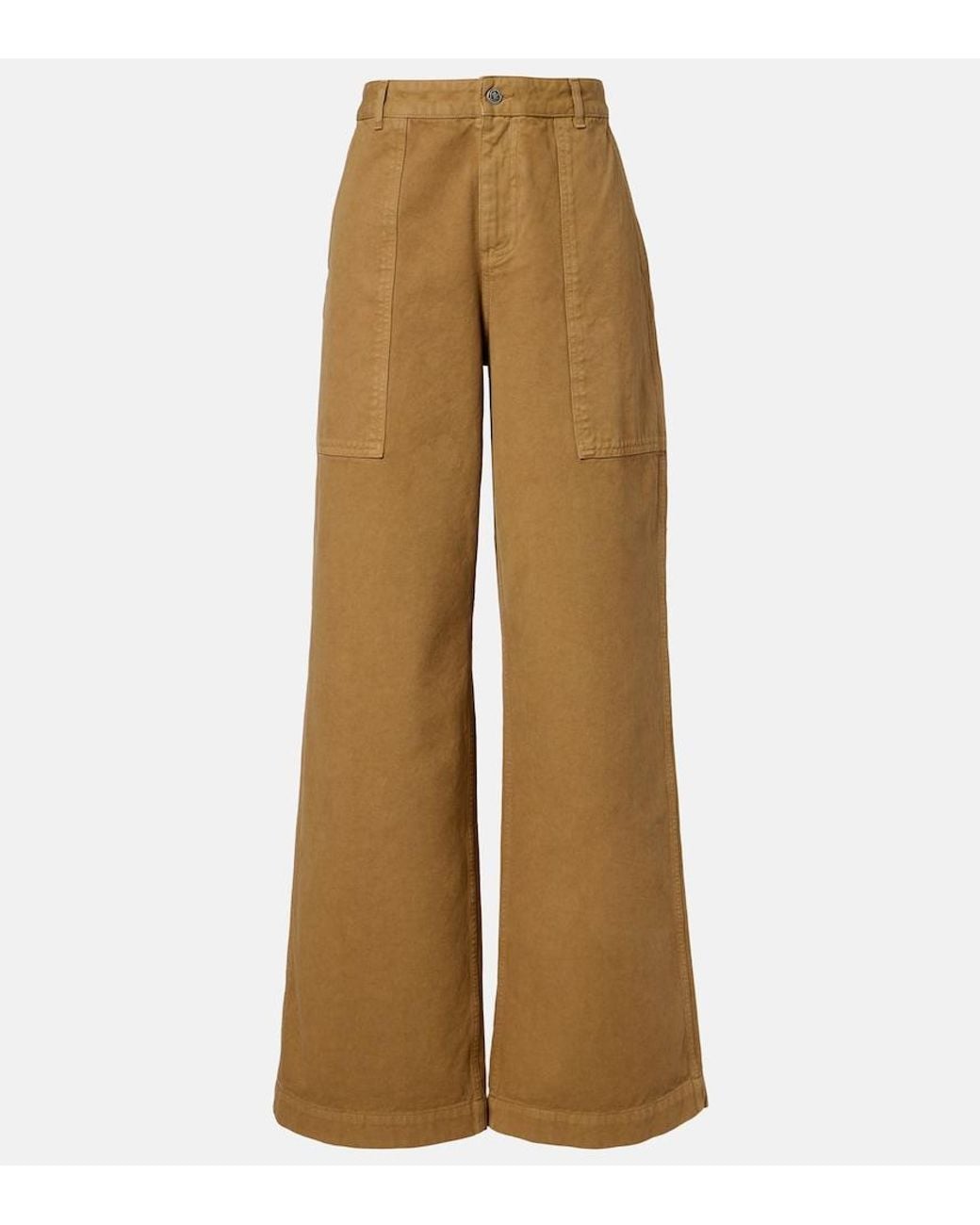 Moncler Natural High-Rise Wide-Leg Pants