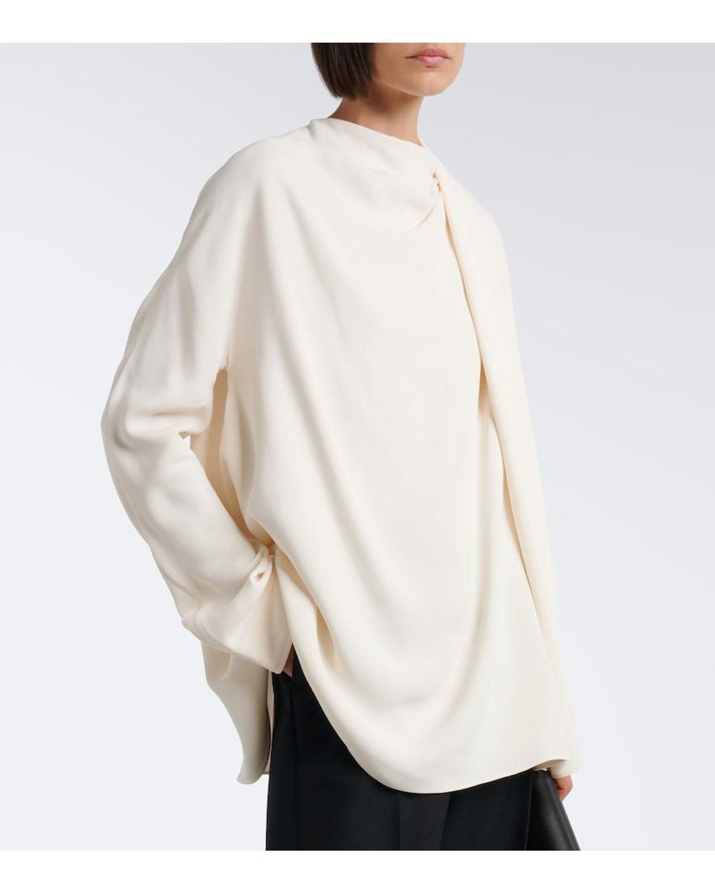Totême White Draped Cady Blouse