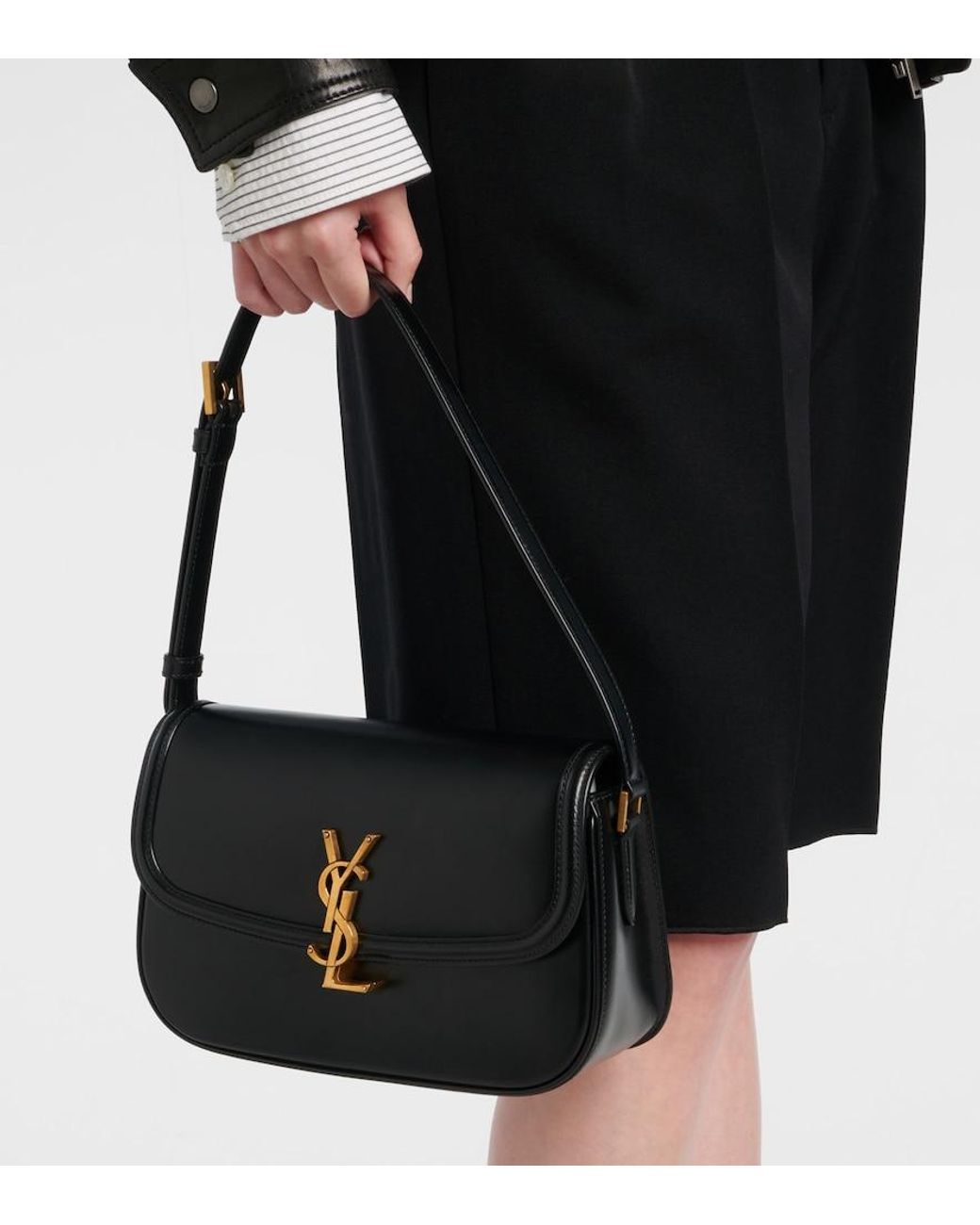 Saint Laurent Black Solferino Small Leather Shoulder Bag