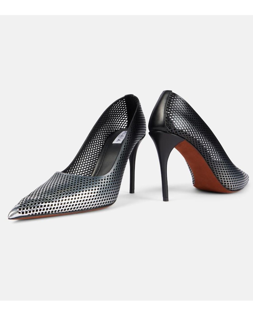 Alaïa Black 90 Ombre Leather Mesh Pumps