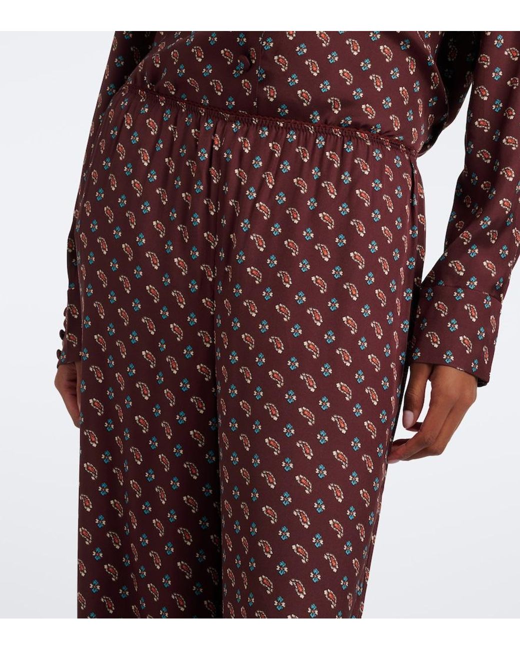 Doen Brown Lavona Fringed Silk-Blend Wide-Leg Pants
