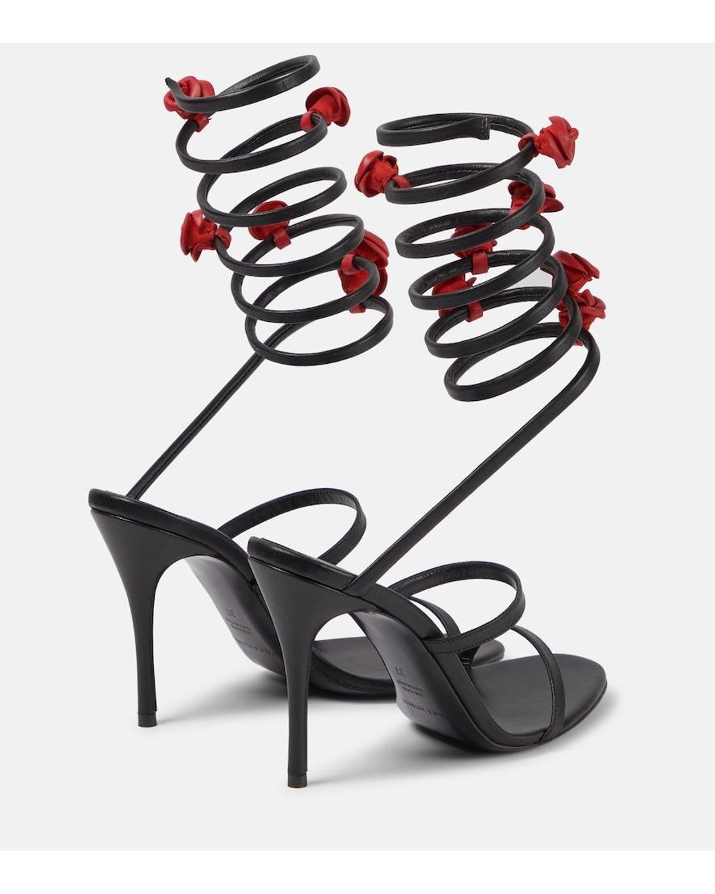 Magda Butrym Black Floral-Applique Satin Sandals