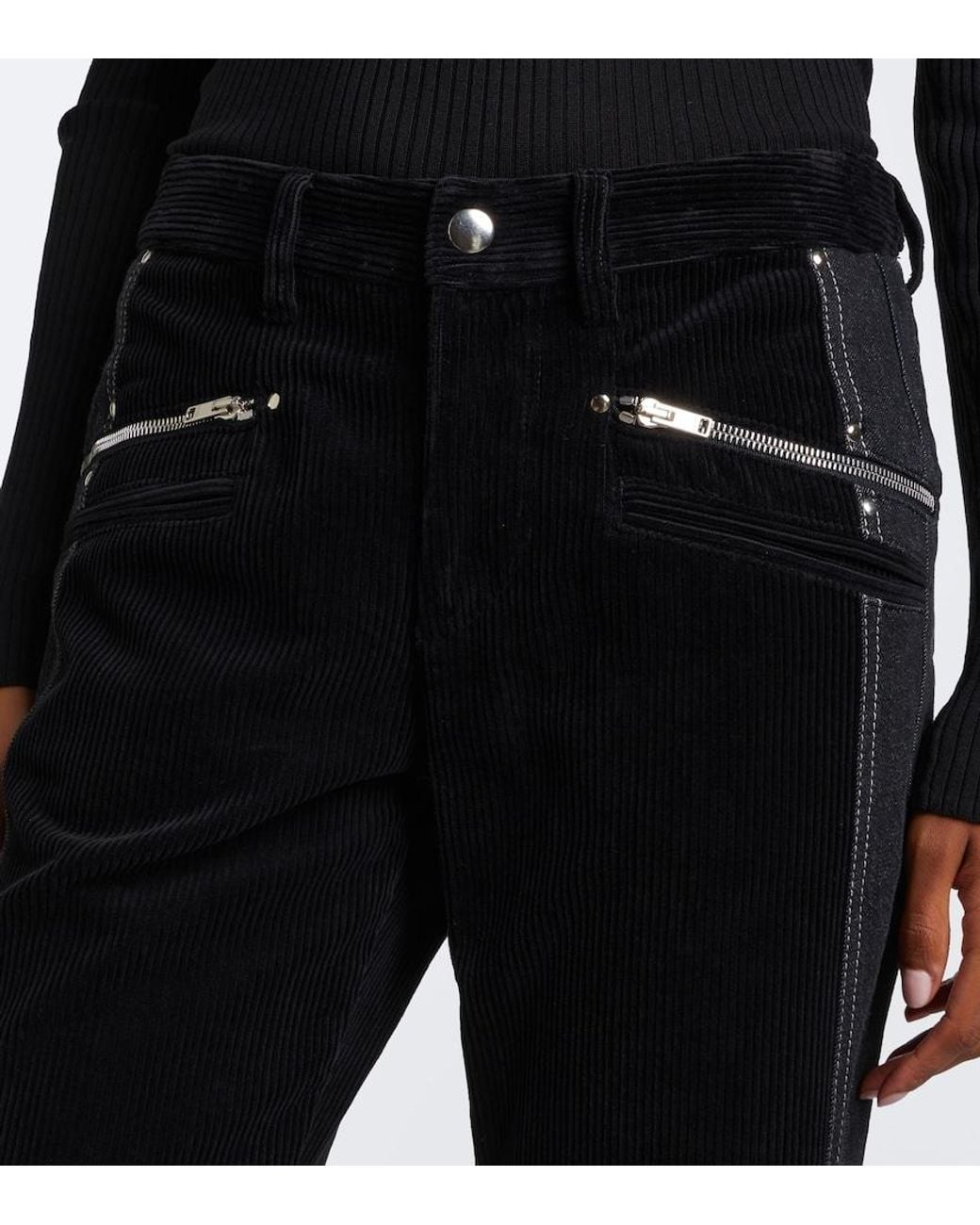 Isabel Marant Black Revene Cotton And Linen Straight Pants