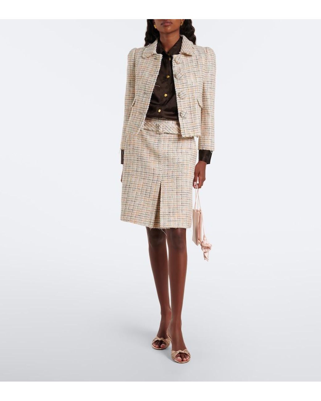 ShuShu/Tong Natural Belted Checked Cotton-Blend Miniskirt