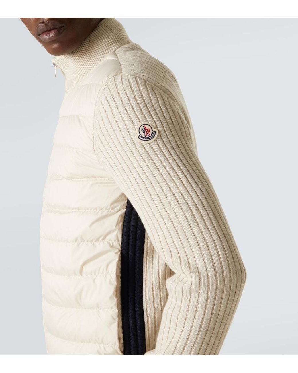Moncler Natural Down-Paneled Wool-Trimmed Zip-Up Cardigan for men
