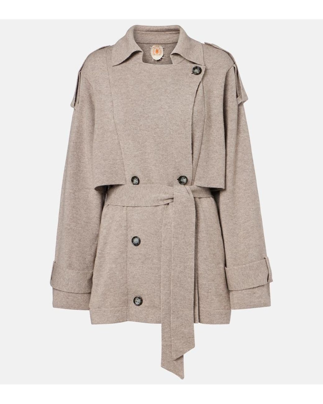 Jardin Des Orangers Natural Cropped Wool And Cashmere Trench Coat