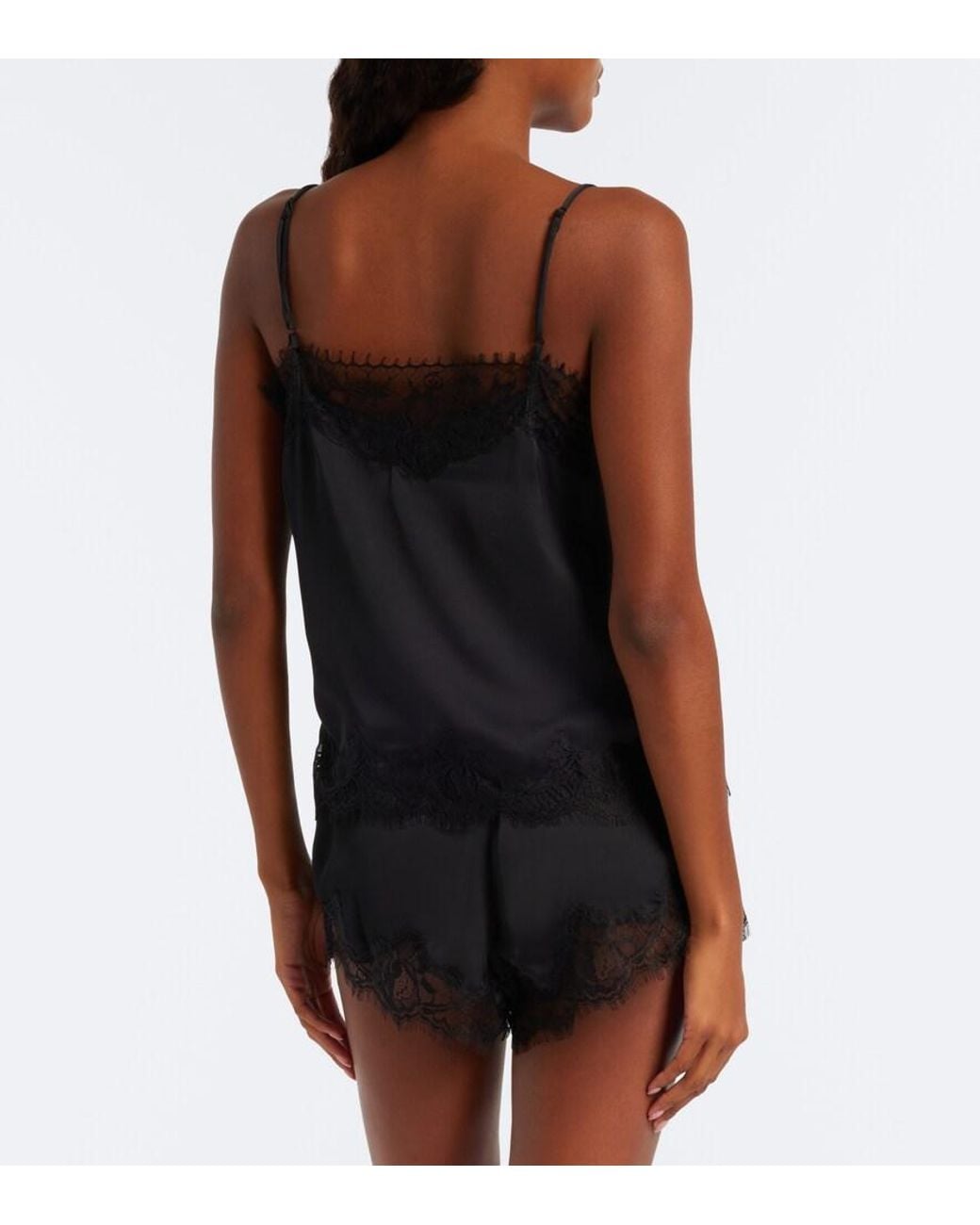 Faithfull The Brand Black Marisol Lace-Trimmed Satin Camisole