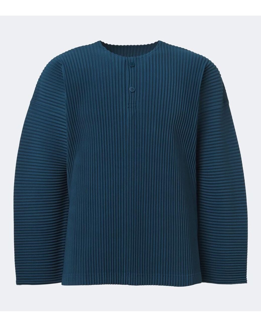 Homme Plissé Issey Miyake Blue Monthly Colors: September Pleated Henley Shirt for men