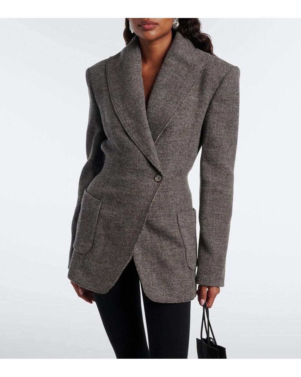 Magda Butrym Black Double-Breasted Wool And Cashmere-Blend Blazer