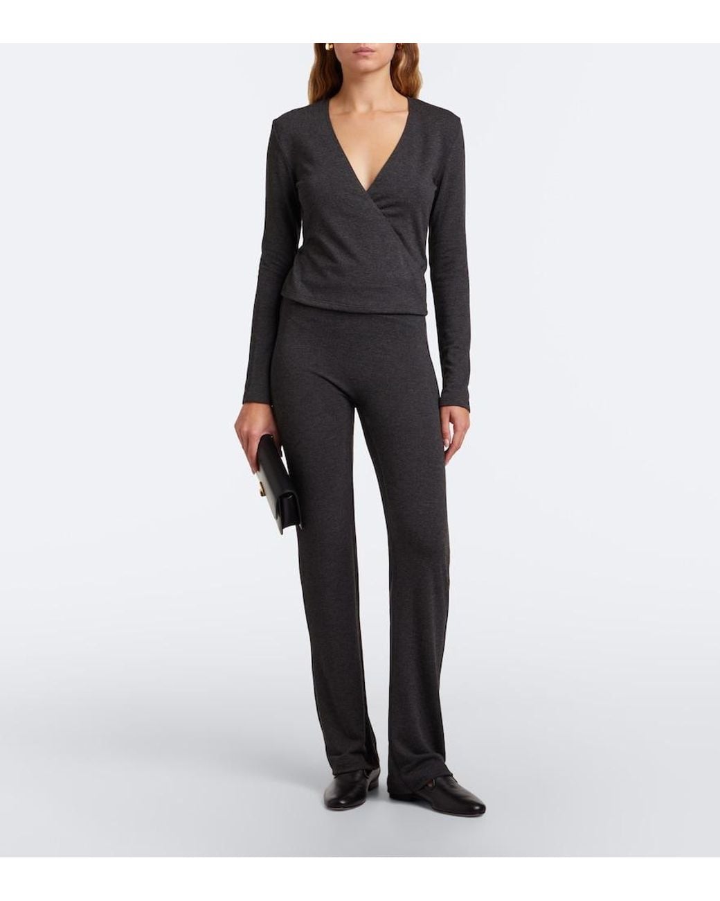 Leset Gray Lauren Jersey Straight Pants