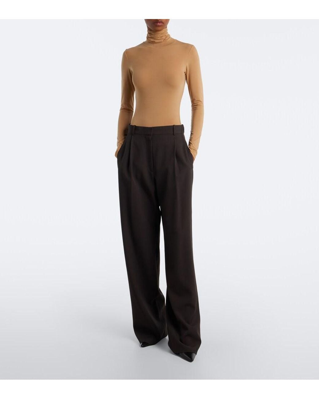 The Row Black Lowe Virgin Wool Wide-Leg Pants