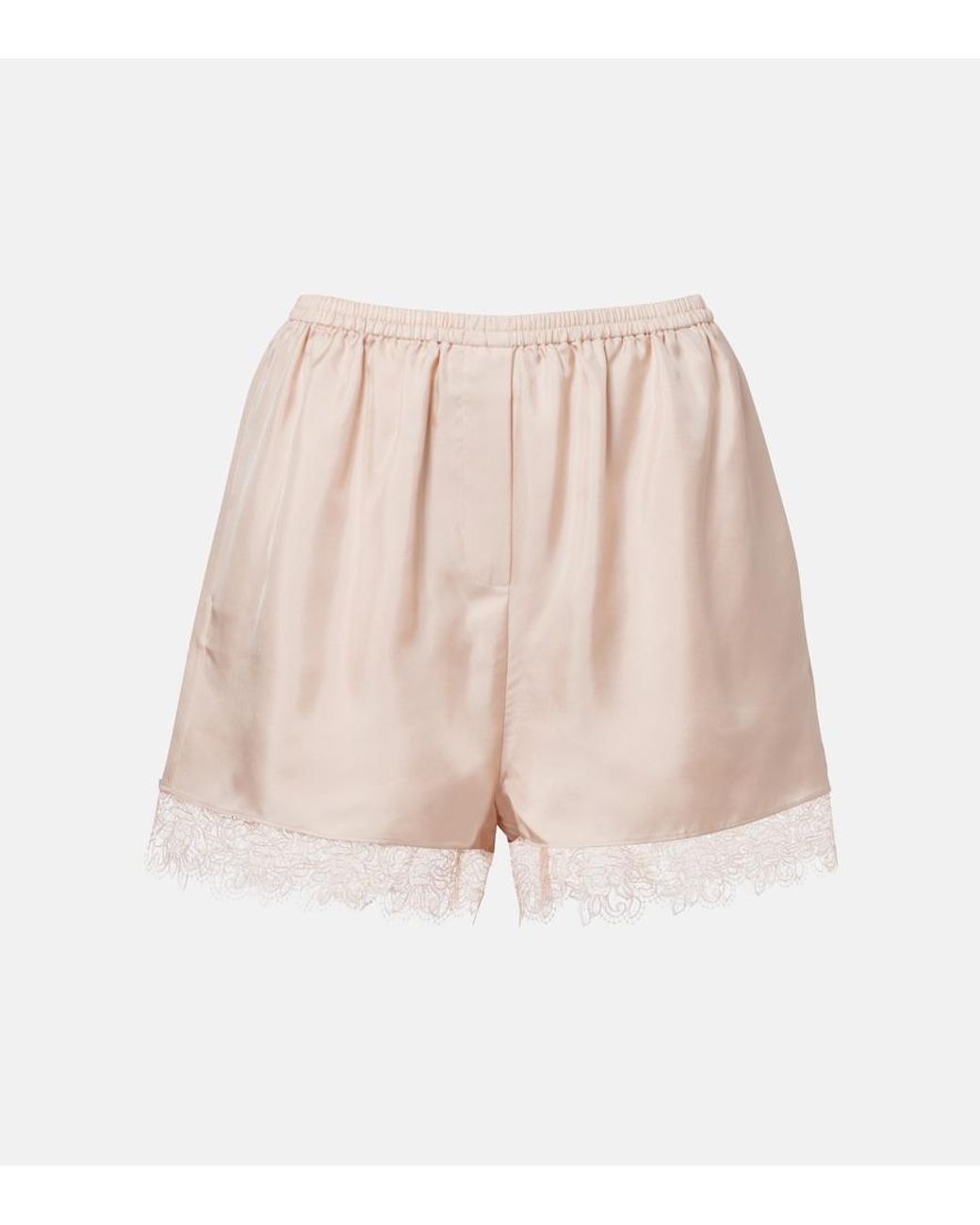 Rohe Natural Lace-Trimmed Silk Shorts