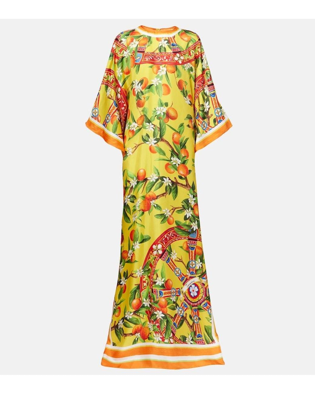 Dolce & Gabbana Yellow Printed Silk Maxi Dress