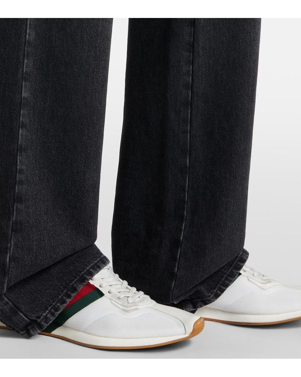 Gucci White Tempo Suede-Trimmed Sneakers