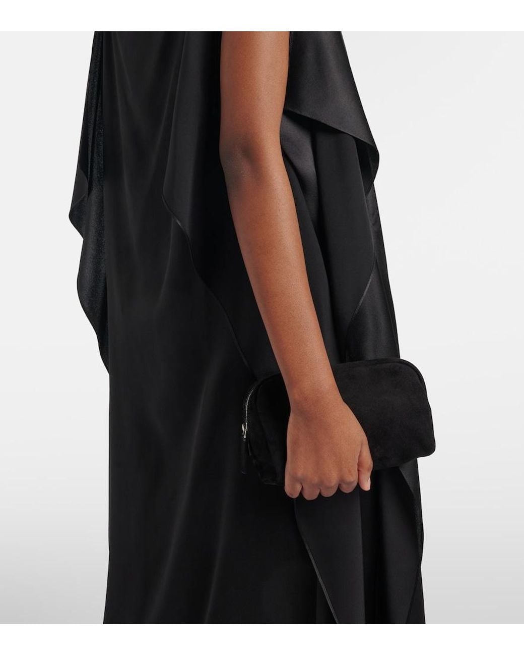 The Row Black Astra Small Suede Pouch