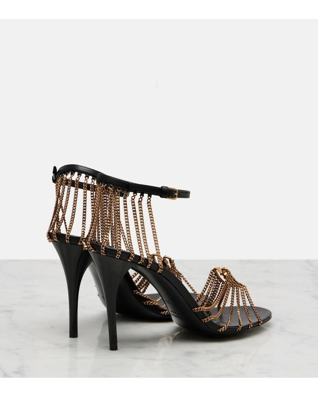 Saint Laurent Black Babylone 90 Leather Sandals
