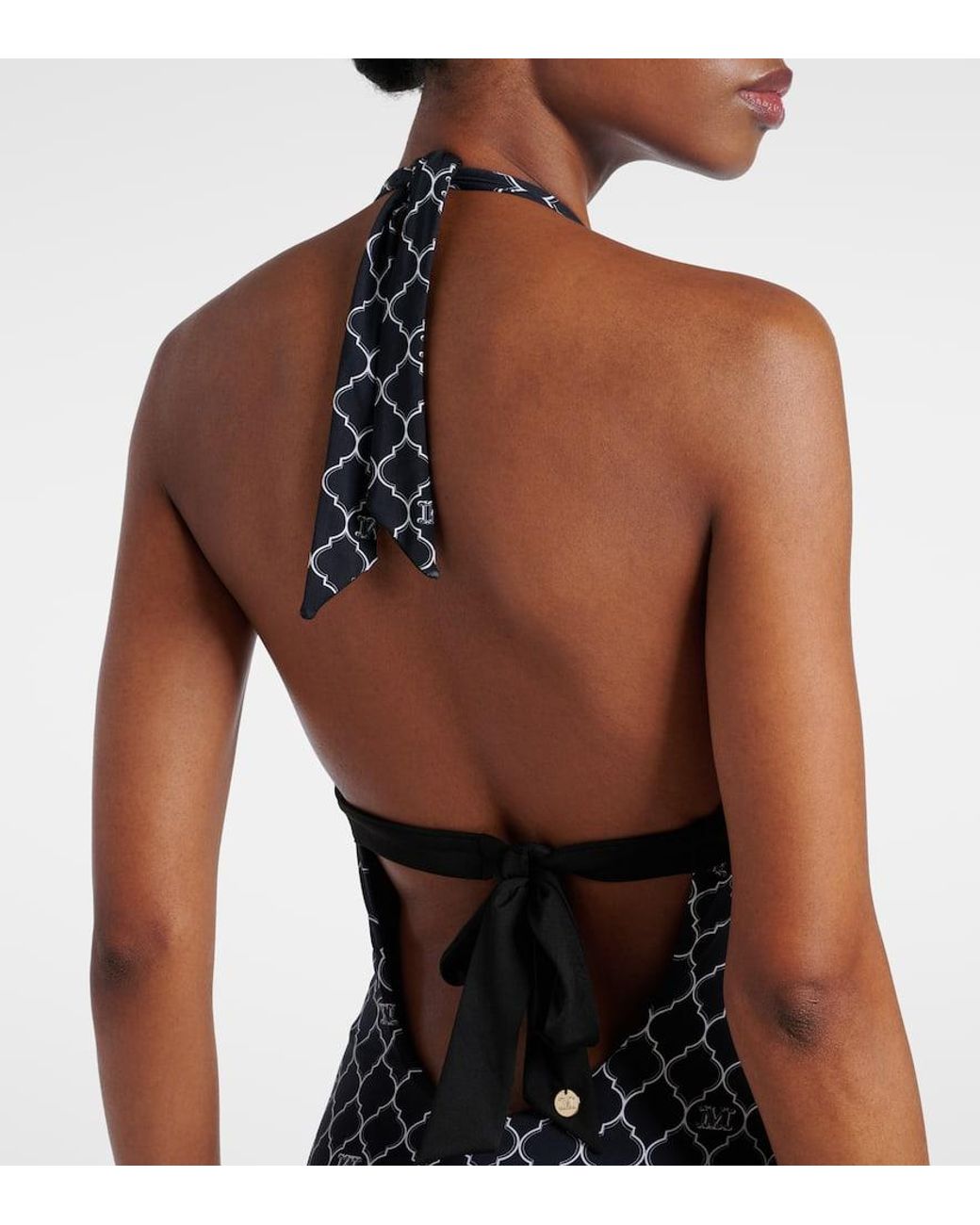 【Max Mara】Calenda ホルターネック 水着☆関税込 Max Mara Calenda Printed Halterneck Swimsuit in Black | Lyst