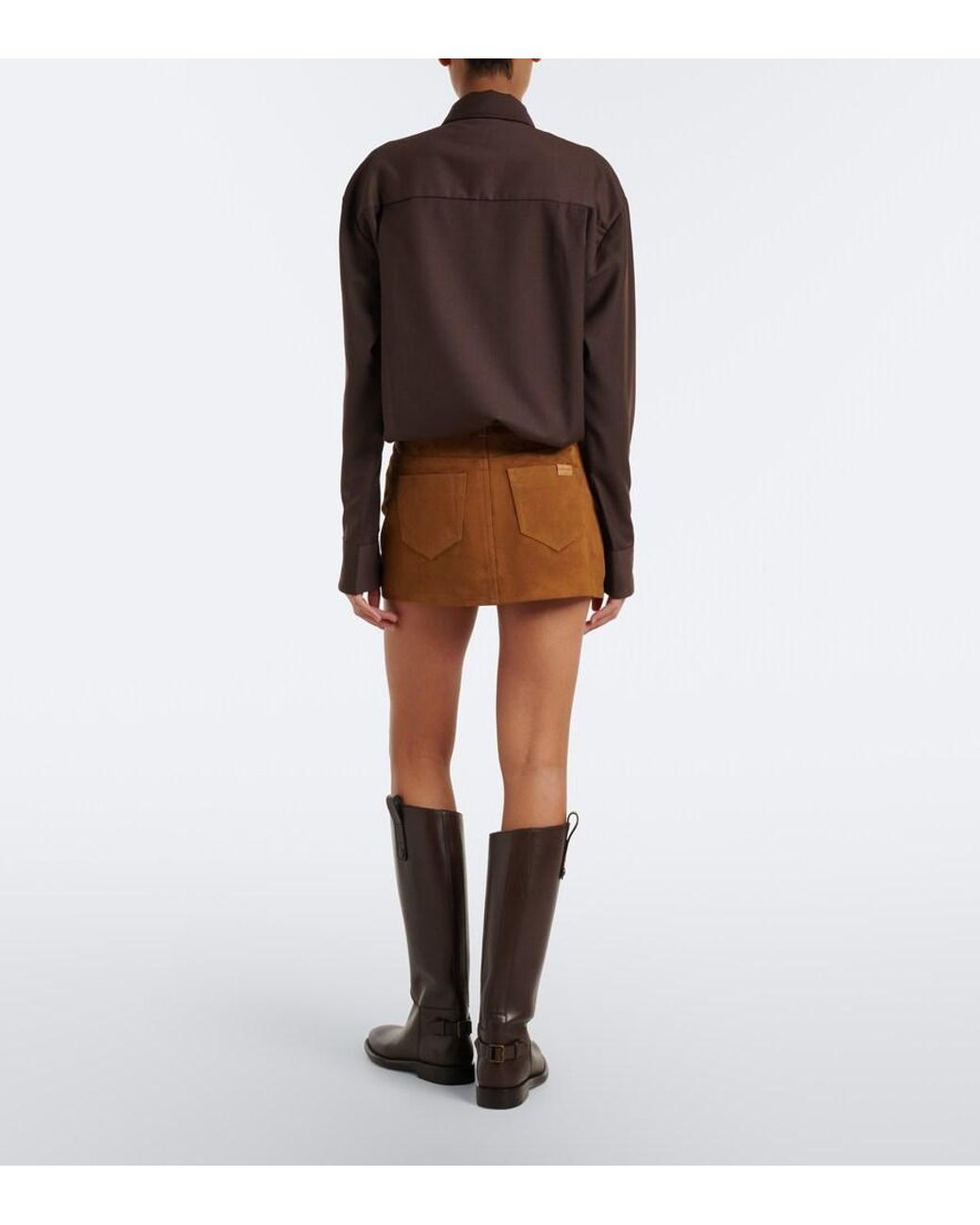 7 For All Mankind Brown Cherry Suede Miniskirt