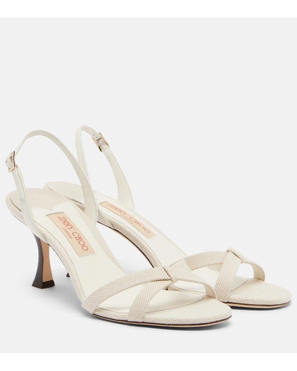 Jimmy Choo Natural Elsy Canvas Slingback Sandals