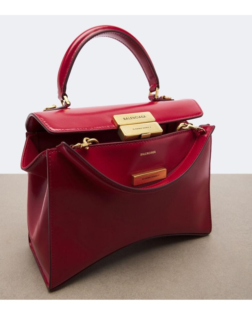 Balenciaga Red Hg Avenue Small Leather Shoulder Bag
