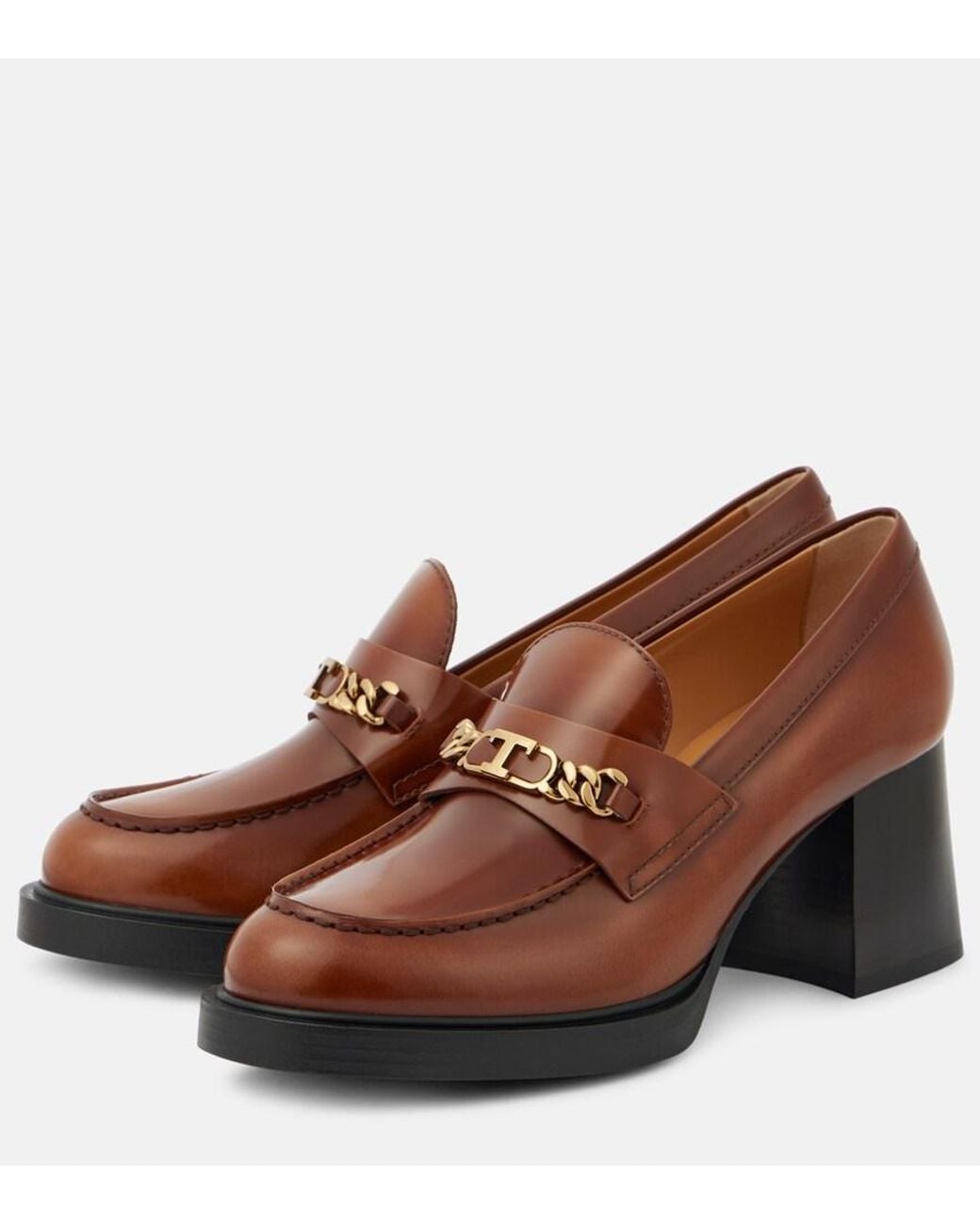 Tod's Brown Patent Leather Loafer Pumps
