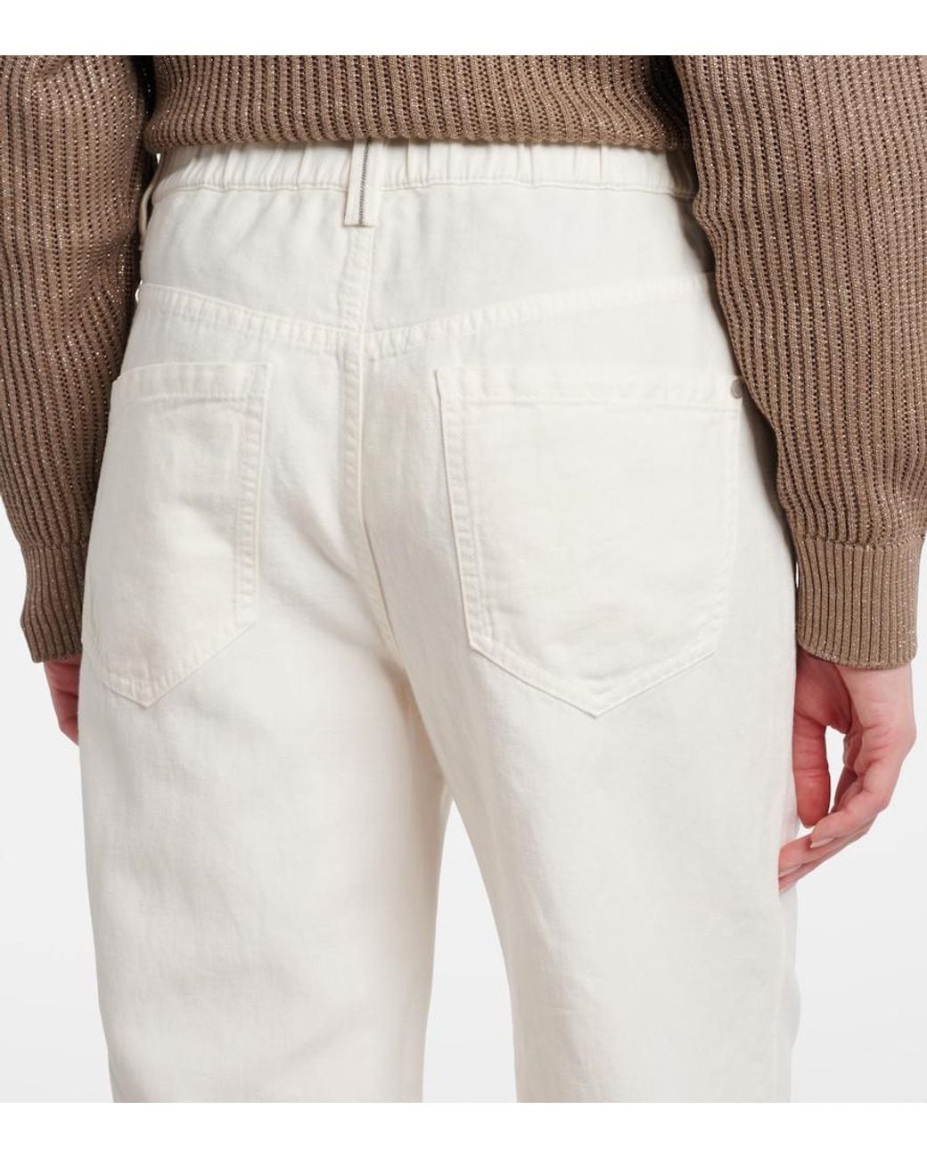 Brunello Cucinelli White Cotton And Linen Wide-Leg Pants