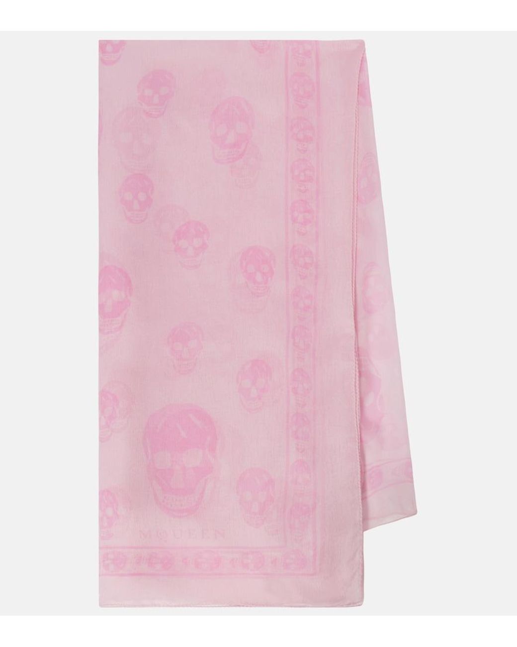 McQueen Pink Skull Silk Scarf