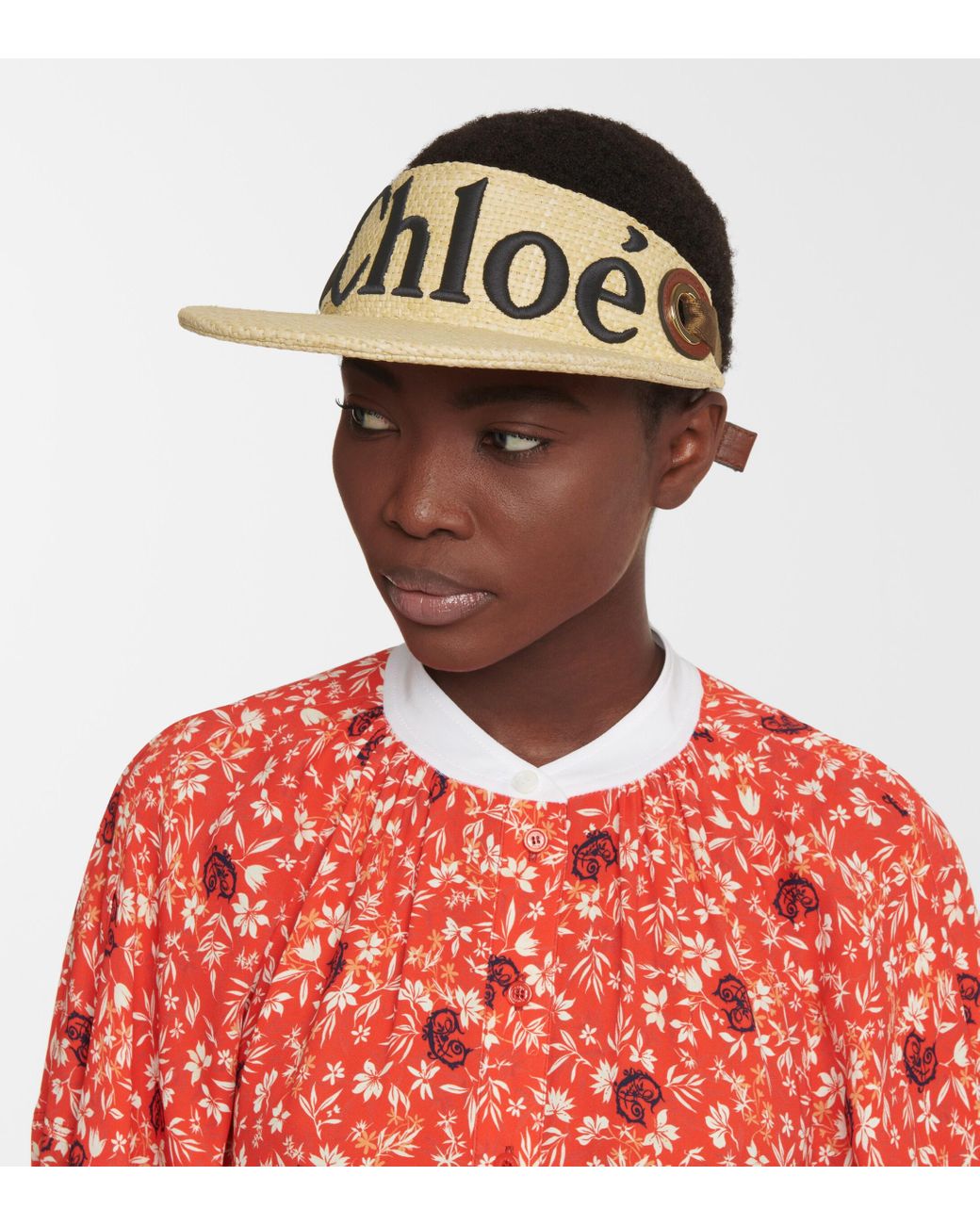 Embroidered Raffia Visor 