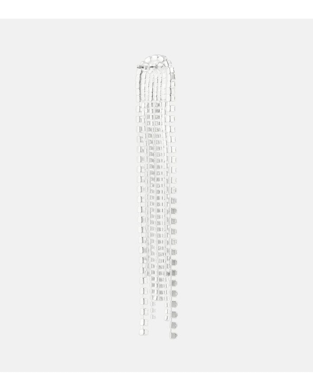 Magda Butrym White Crystal-Embellished Drop Earrings