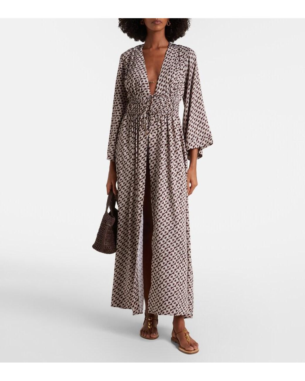Melissa Odabash Brown Maja Printed Kaftan