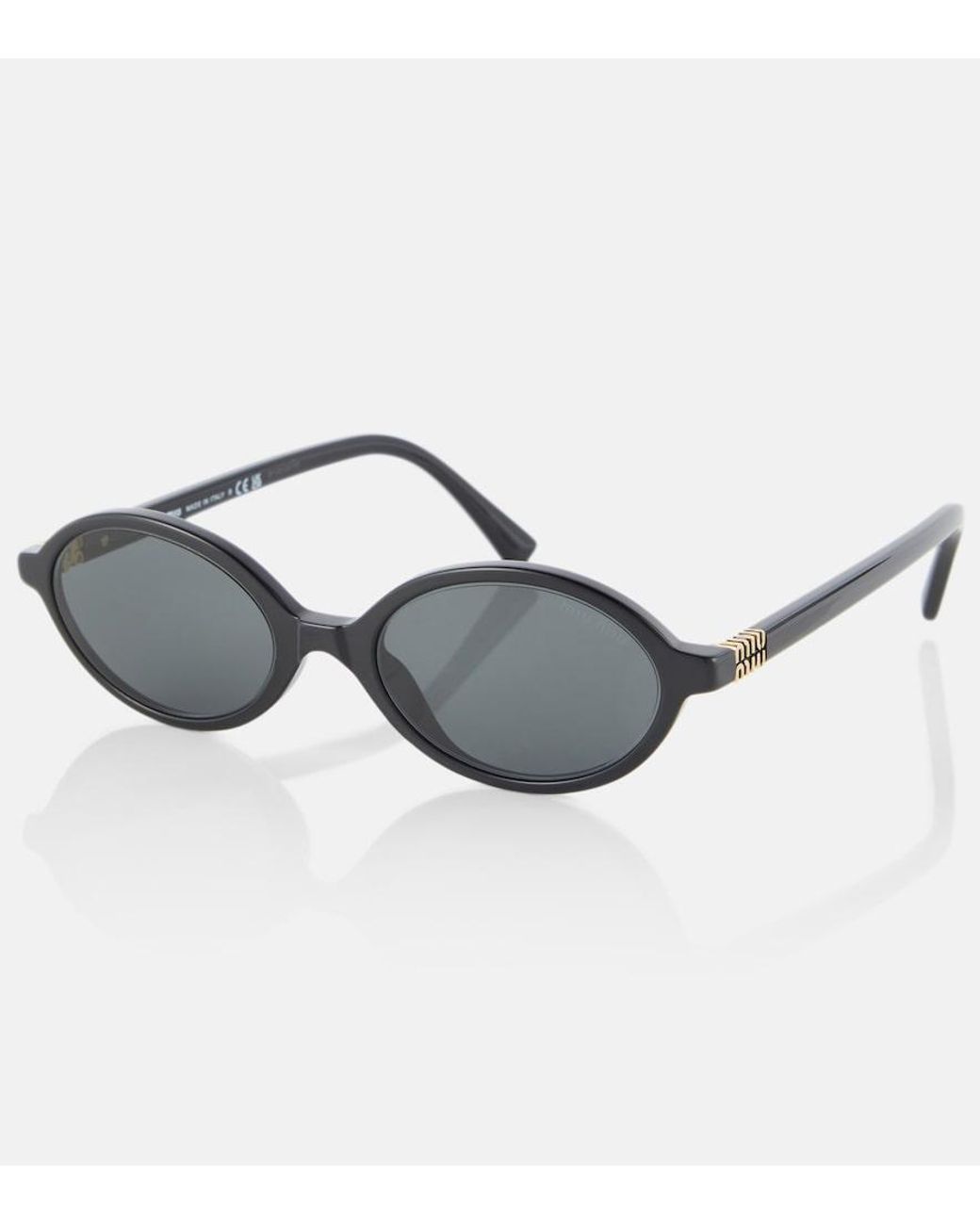 Miu Miu Gray Logo Round Sunglasses
