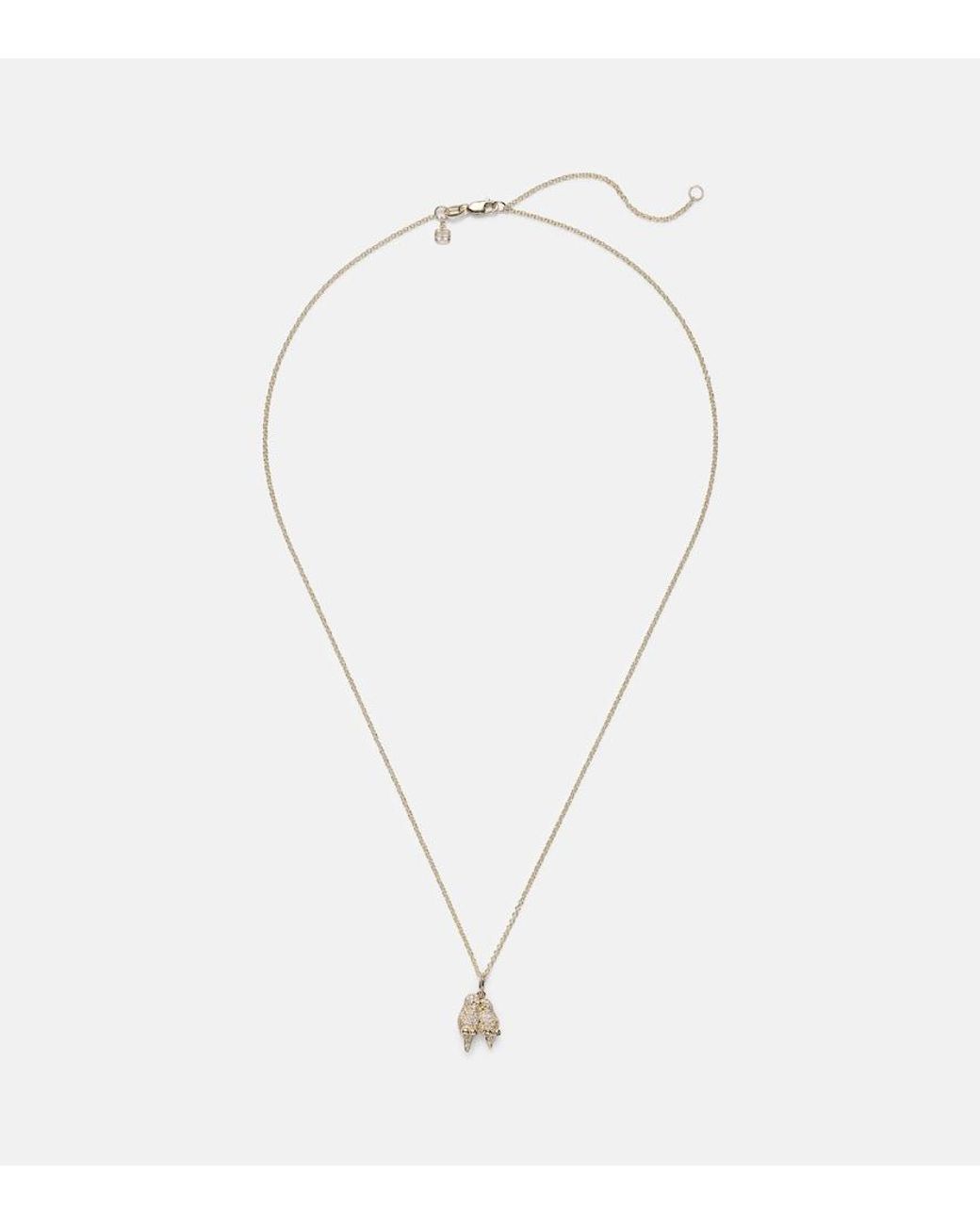 Sydney Evan Metallic Lovebirds 14Kt Necklace With Diamonds