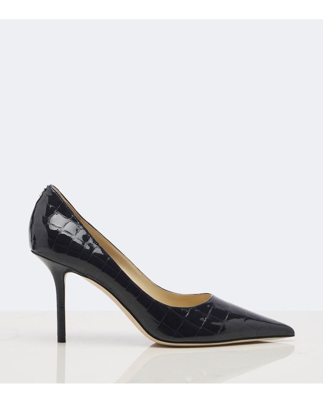 Jimmy Choo Blue Love Croc-Effect Patent Leather Pumps