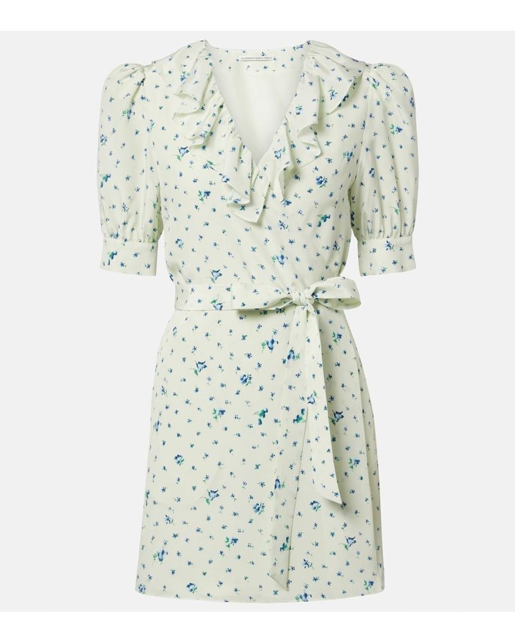 Alessandra Rich Green Floral Silk Minidress