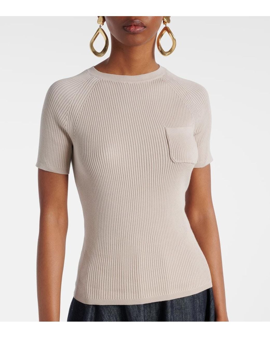 Max Mara White Berlino Ribbed-Knit Cotton Top