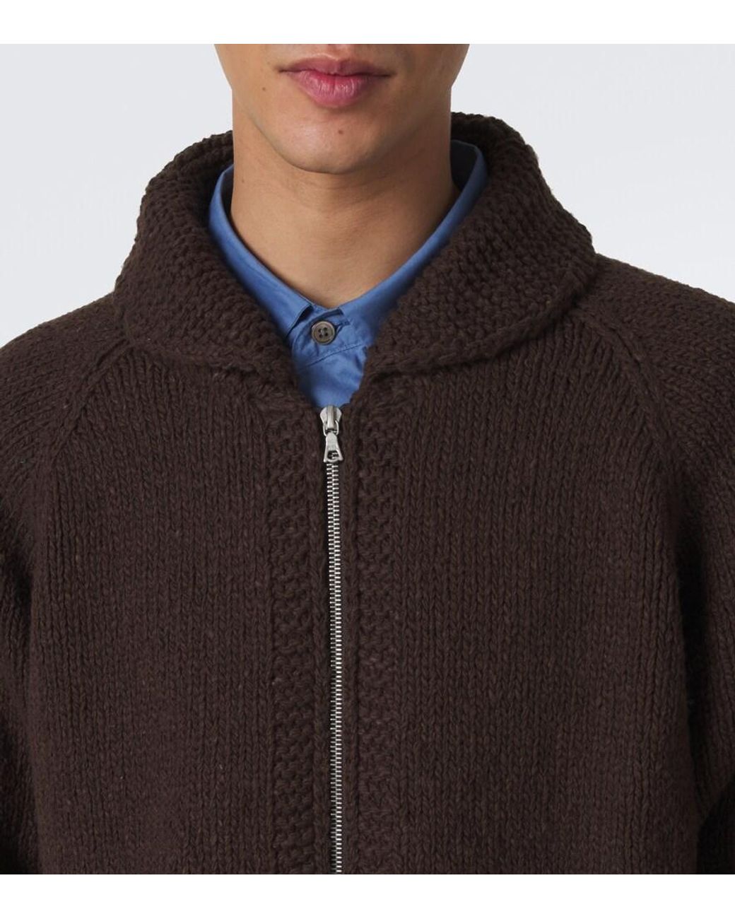 Auralee Brown Ombre Wool Cardigan for men