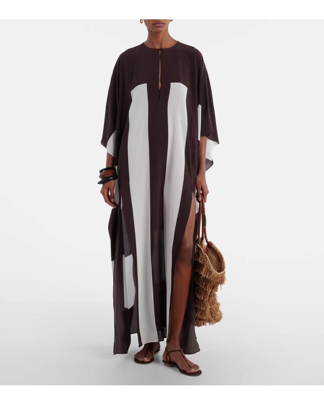 Adriana Degreas Red Striped Kaftan
