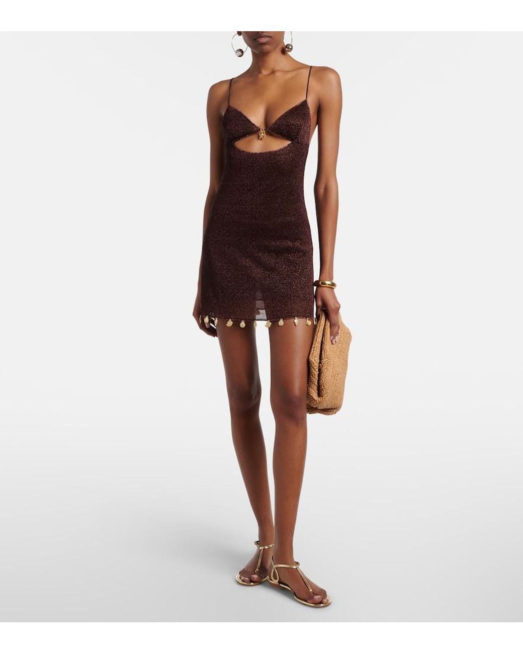 Oseree Brown Lumiere Cutout Minidress