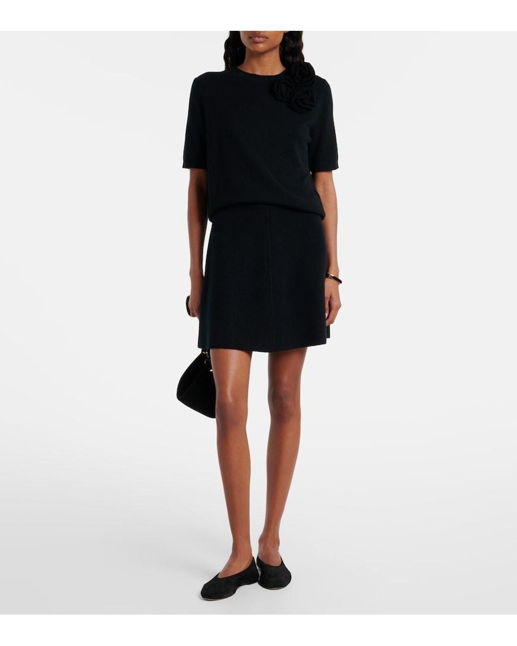 Jardin Des Orangers Black Wool And Cashmere Miniskirt