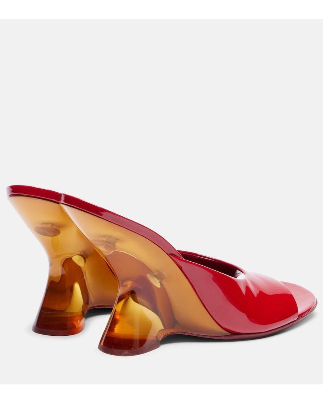Dries Van Noten Red Patent Leather Wedge Mules