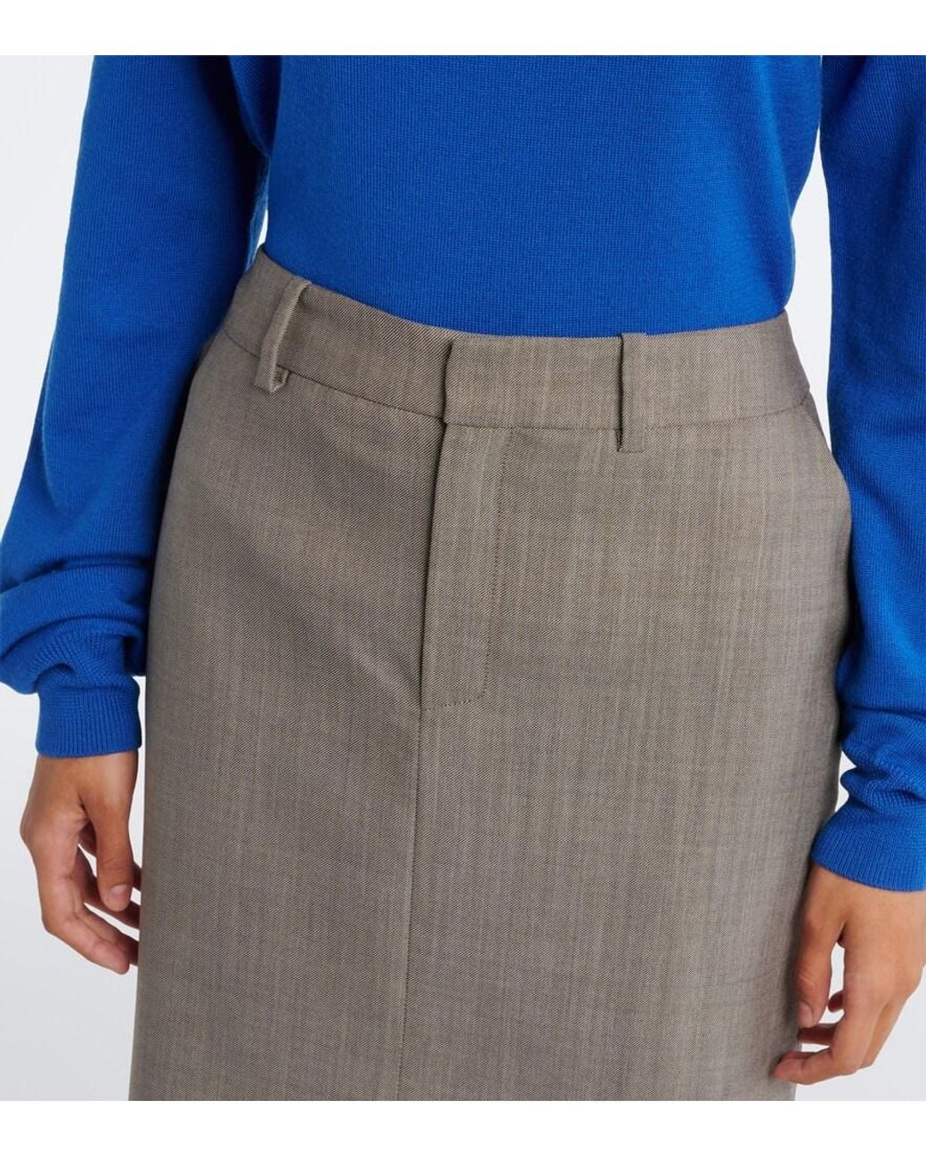 Frankie Shop Gray Maybelle Wool Pencil Skirt