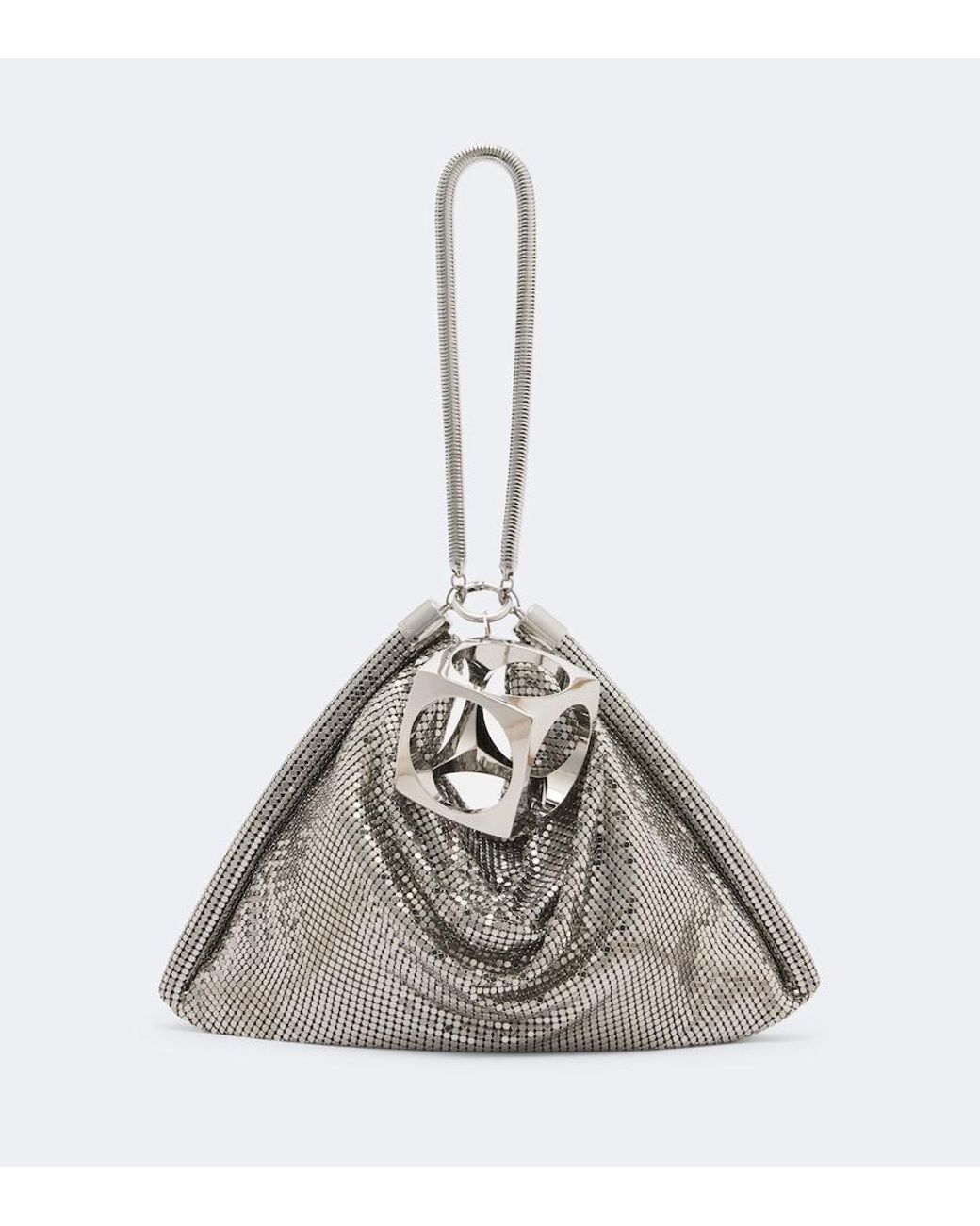 Rabanne White Pixel Tube Chainmail Pouch
