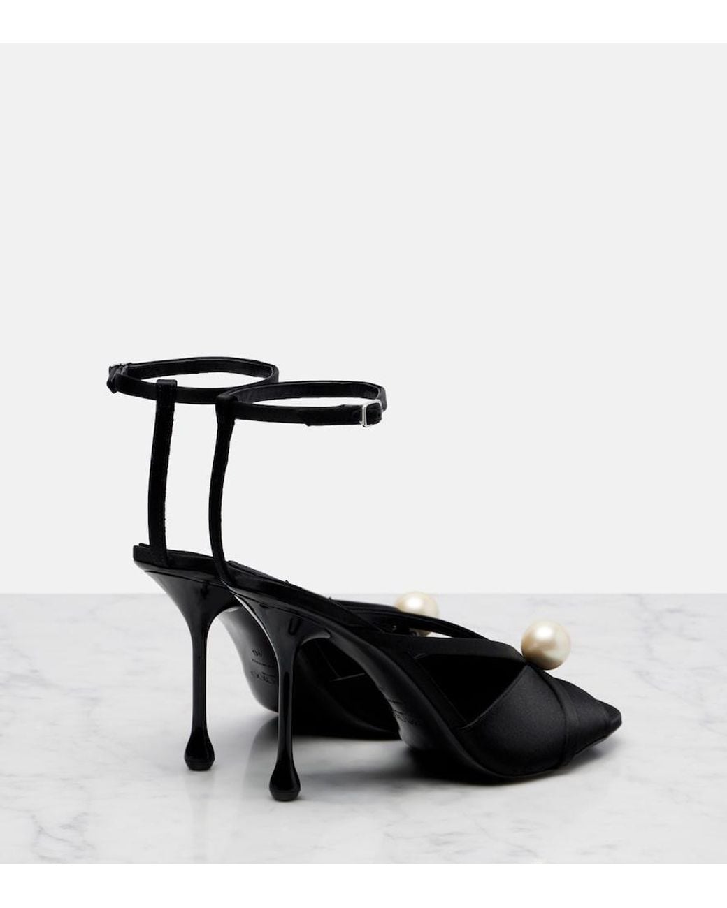 Jimmy Choo Black Siva 95 Embellished Satin Sandals