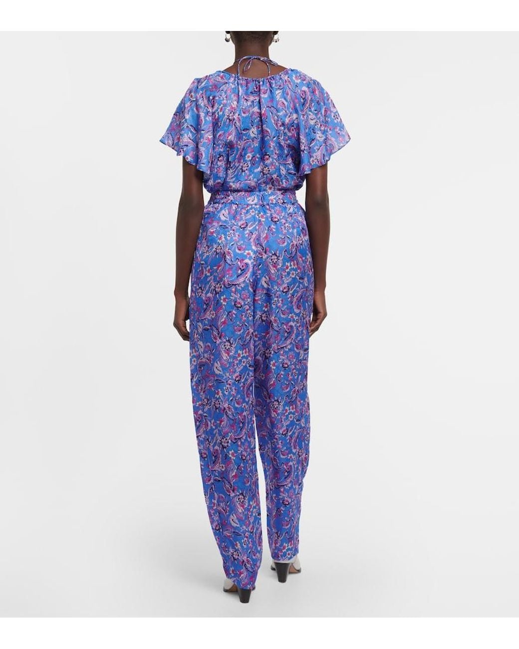 Isabel Marant Blue Piera Printed Silk-blend Pants