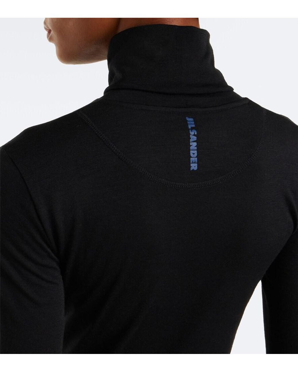 Jil Sander Black Jersey Turtleneck Top