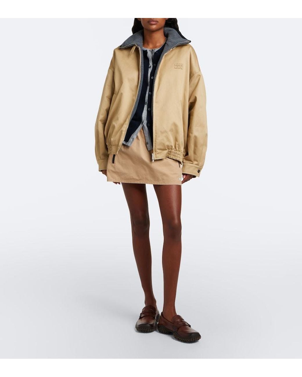 Miu Miu Natural Padded Cotton Twill Blouson Jacket