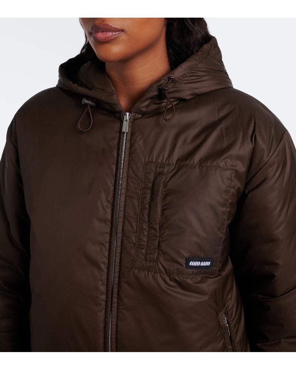 Miu Miu Brown Hooded Puffer Jacket