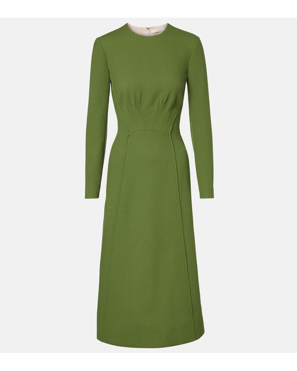 Emilia Wickstead Green Collinson Wool Crepe Midi Dress