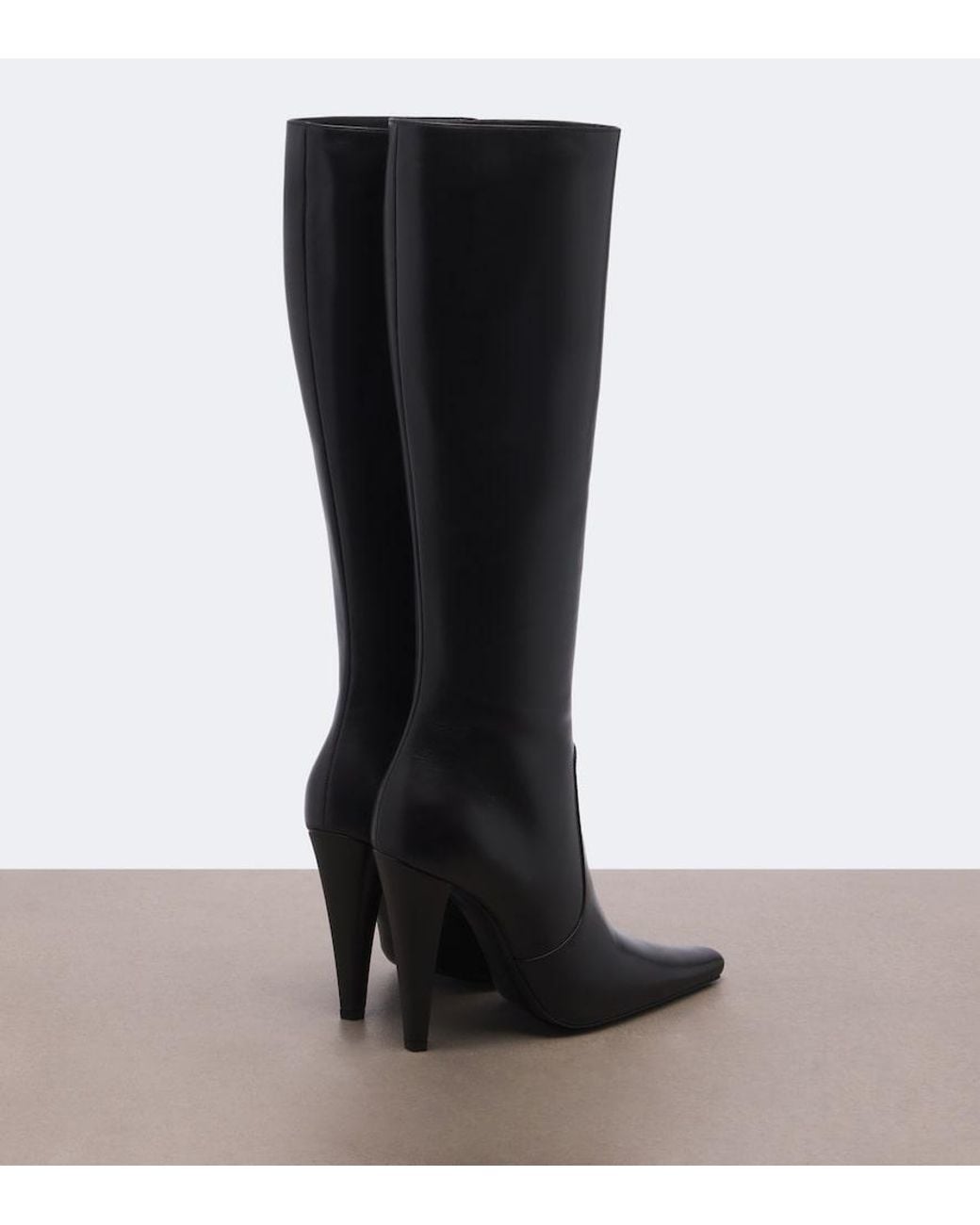 Saint Laurent Black 77 Leather Knee-High Boots
