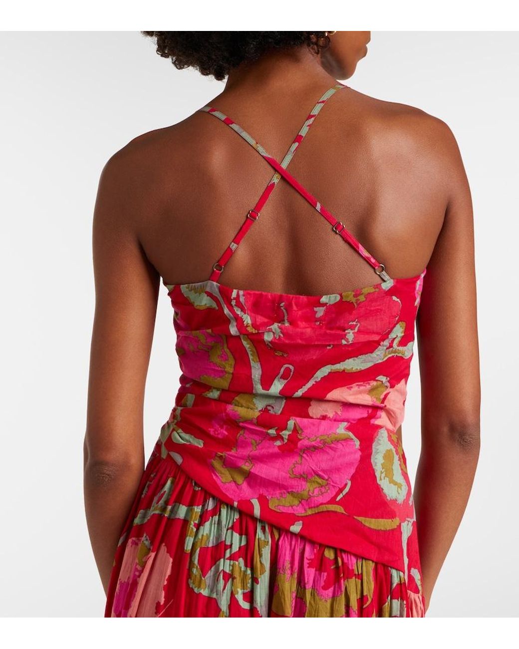 Velvet Red Cosima Floral Cotton Midi Dress